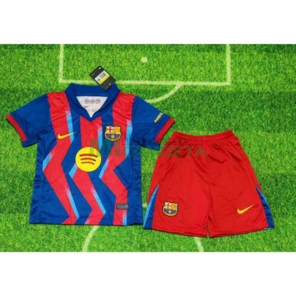 Camiseta Barcelona Cuarta Equipación 2025/2026 Azul/Rojo Niño Kit