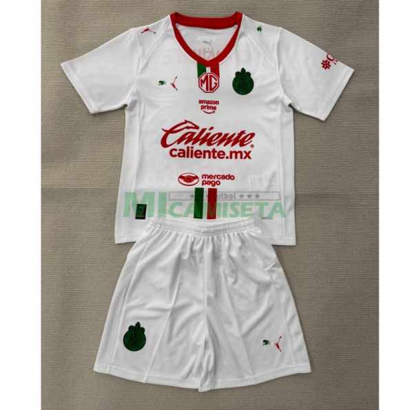 Camiseta Chivas Segunda Equipación 2025/2026 Blanco Niño Kit