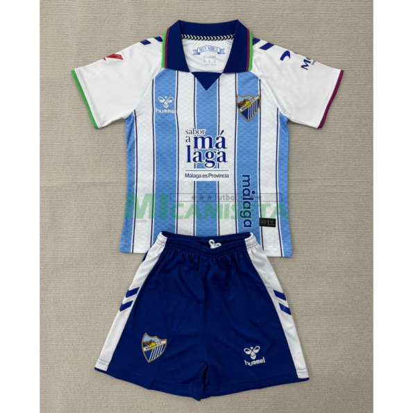 Camiseta Málaga CF Primera Equipación 2026/2027 Azul/Blanco Niño Kit