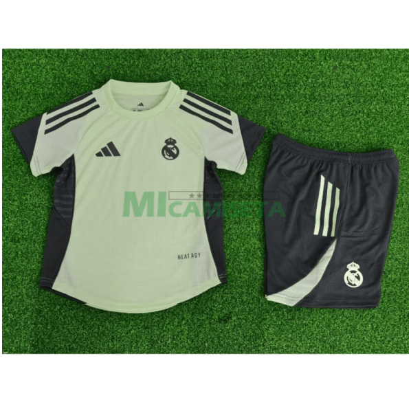 Camiseta de Entrenamiento Real Madrid 2025/2026 Verde/Gris Niño Kit (EDICIÓN JUGADOR)