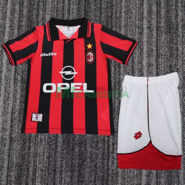 Camiseta AC Milan Primera Equipación Retro 1997/98 Rojo/Negro Niño Kit