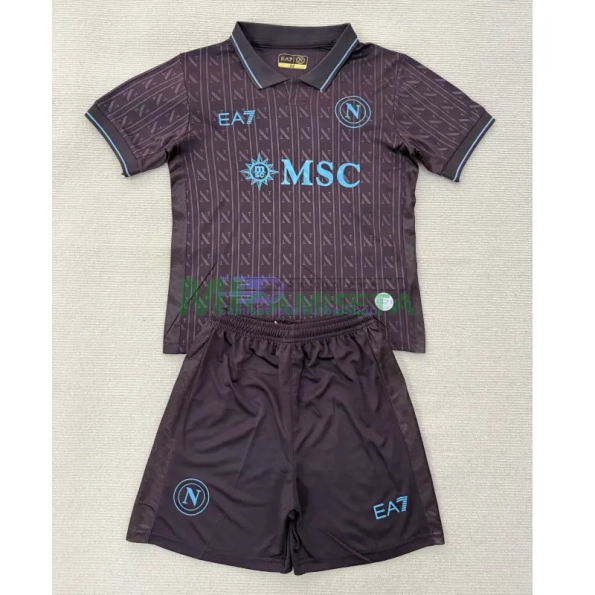 Camiseta Napoli Tercera Equipación 2025/2026 Negro Niño Kit