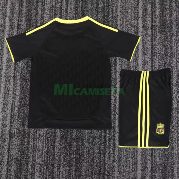 Camiseta Liverpool Tercera Equipación Retro 2010/11 Negro Niño Kit