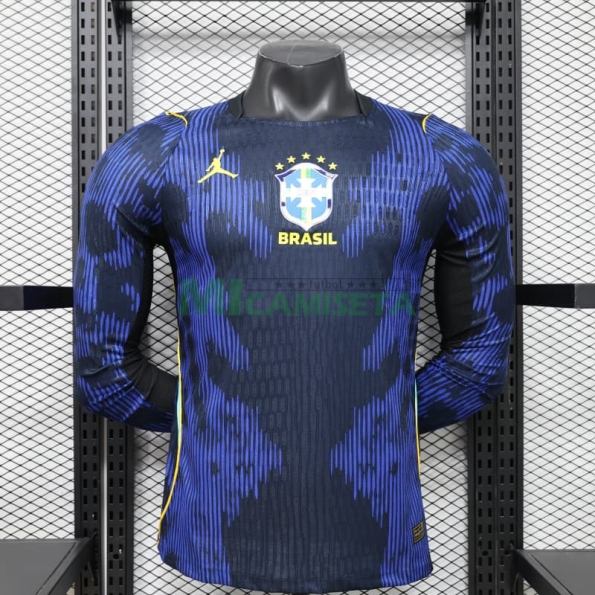 Camiseta Brasil Segunda Equipación Mundial 2026 ML Azul (EDICIÓN JUGADOR)