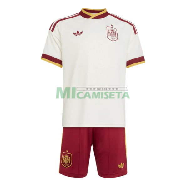 Camiseta España Segunda Equipación Mundial 2026 Blanco/Rojo Niño Kit