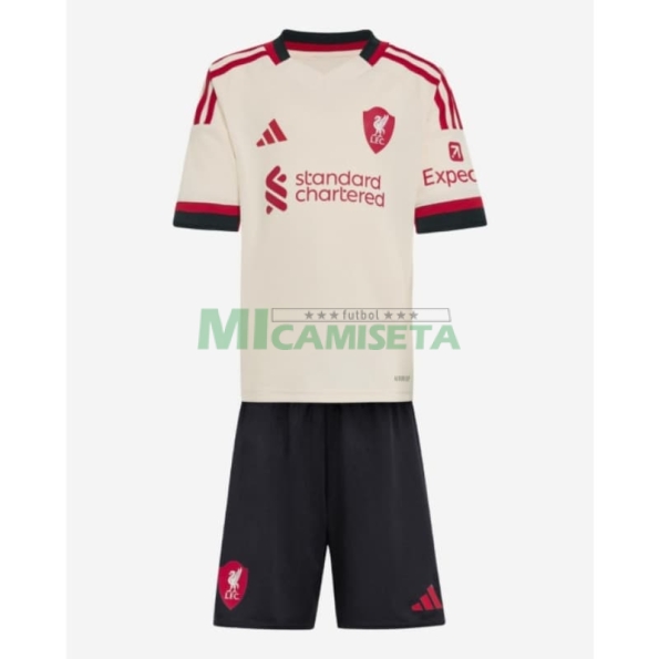 Camiseta Liverpool Segunda Equipación 2025/2026 Blanco Niño Kit