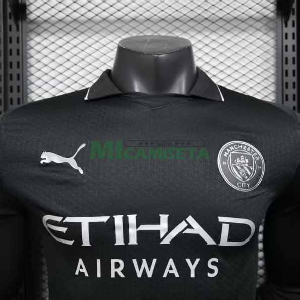 Camiseta Manchester City Segunda Equipación 2025/2026 ML Negro (EDICIÓN JUGADOR)