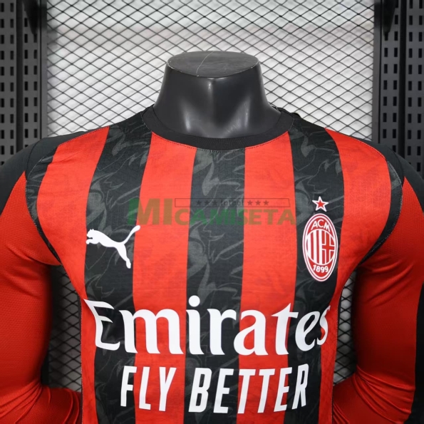 Camiseta AC Milan Primera Equipación 2025/2026 ML Rojo/Negro (EDICIÓN JUGADOR)