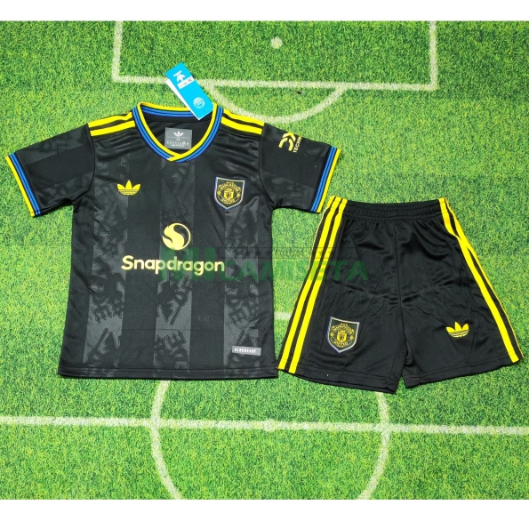 Camiseta Manchester United Tercera Equipación 2025/2026 Negro Niño Kit