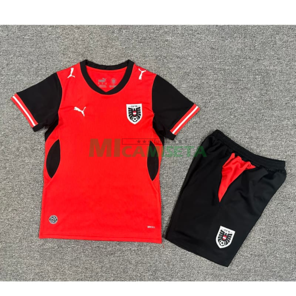 Camiseta Austria Primera Equipación Mundial 2026 Rojo Niño Kit
