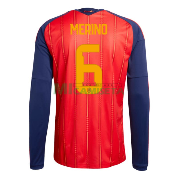 Camiseta Merino 6 España Primera Equipación 2026 ML Rojo/Azul