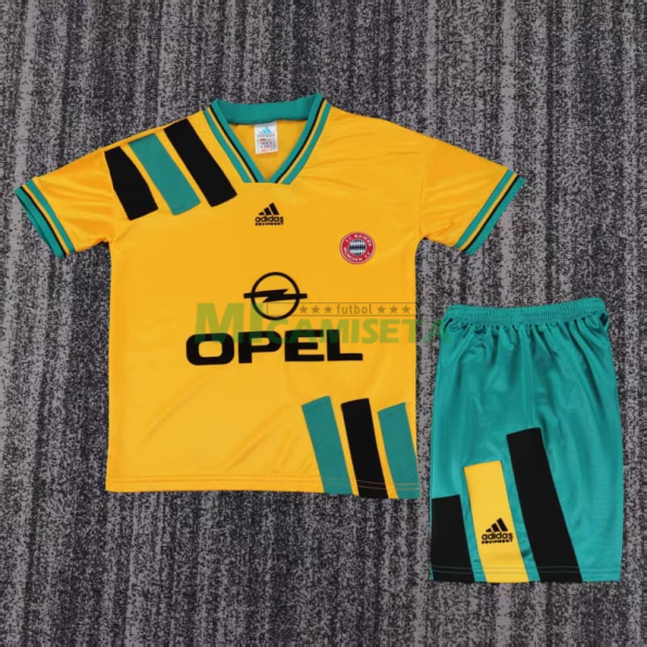 Camiseta Bayern Munich Segunda Equipación Retro 1993/1995 Amarillo Niño Kit