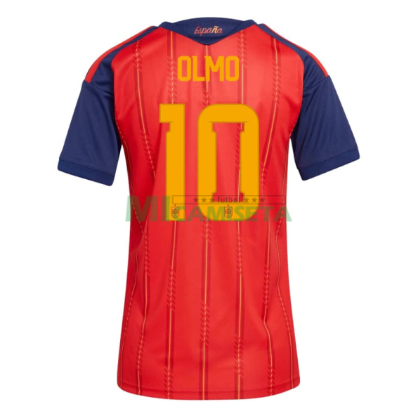 Camiseta Olmo 10 España Primera Equipación 2026 Rojo/Azul Mujer