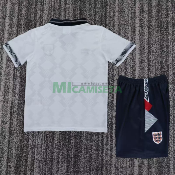 Camiseta Inglaterra Primera Equipación Retro 1990 Blanco Niño Kit