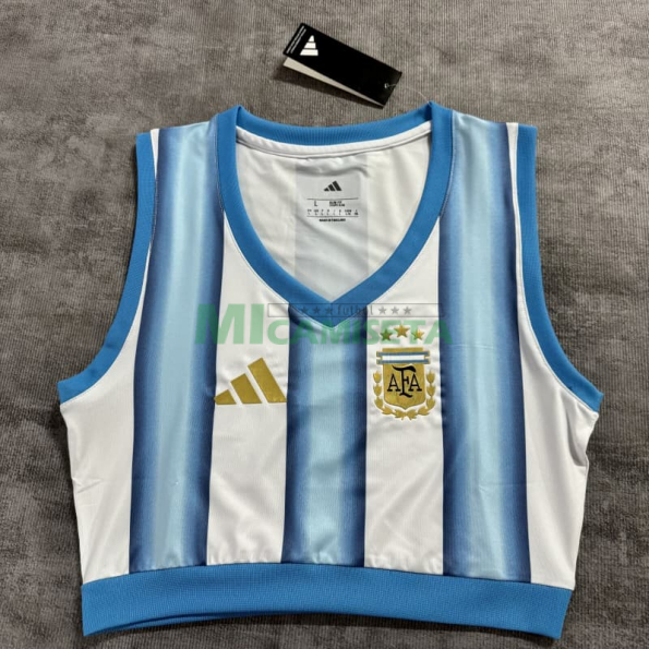 Top corto Argentina Primera Equipación Mundial 2026 Azul/Blanco Mujer