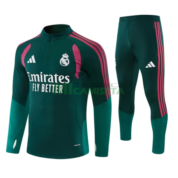 Sudadera De Entrenamiento Real Madrid 2026/2027 Verde Oscuro/Rosa
