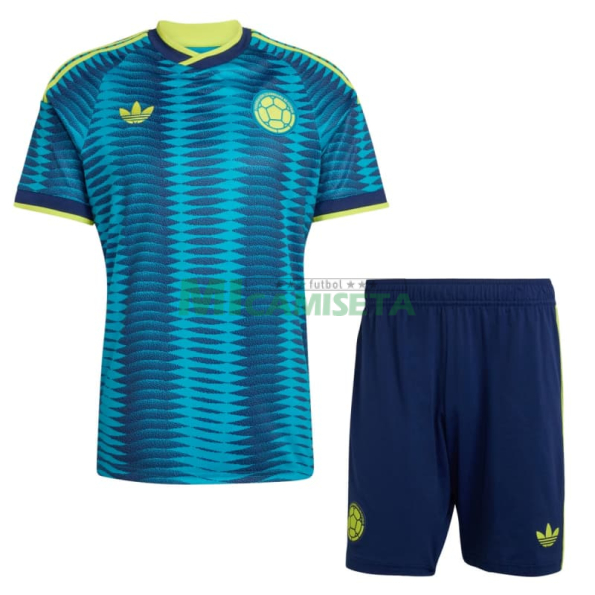 Camiseta Colombia Segunda Equipación Mundial 2026 Azul Niño Kit