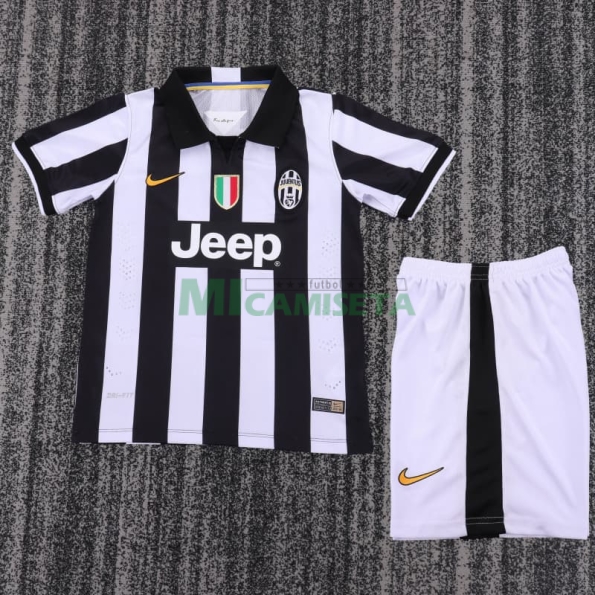 Camiseta Juventus Primera Equipación Retro 2014/15 Blanco/Negro Niño Kit