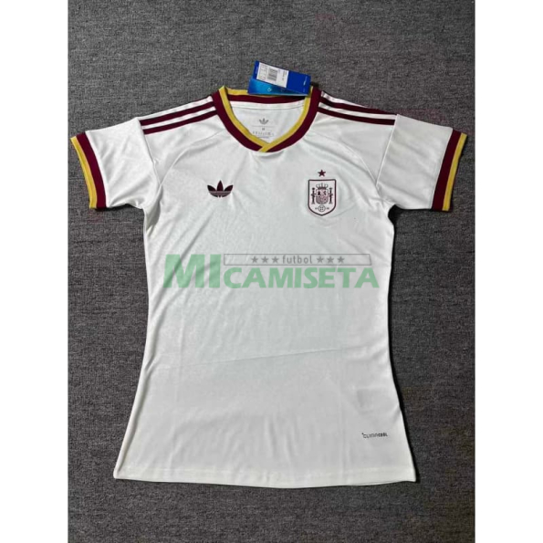 Camiseta España Segunda Equipación Mundial 2026 Blanco/Rojo Mujer