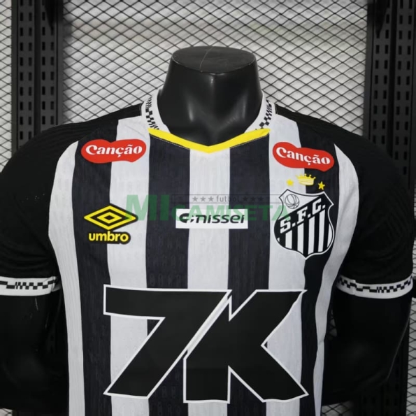 Camiseta Santos FC Segunda Equipación 2025/2026 Negro/Blanco con Publicitario (EDICIÓN JUGADOR)