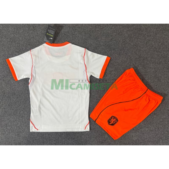 Camiseta Holanda Segunda Equipación Mundial 2026 Blanco Niño Kit
