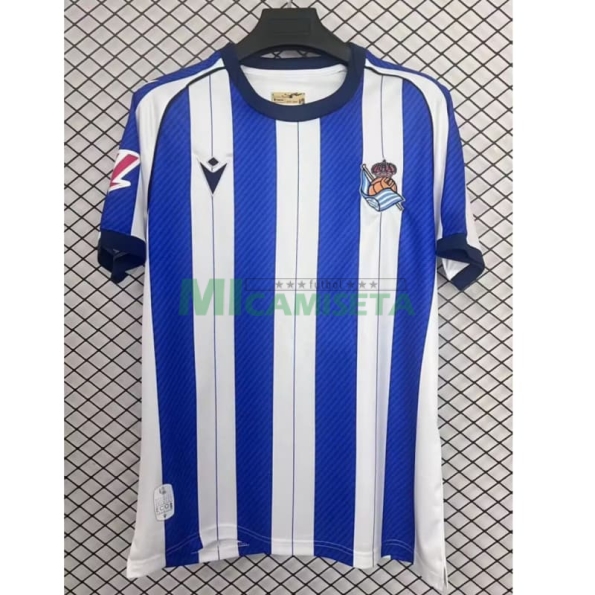 Camiseta Real Sociedad Primera Equipación 2025/2026 Azul/Blanco con Parche La Liga