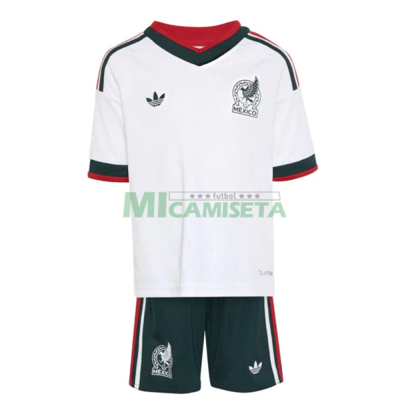 Camiseta México Segunda Equipación Mundial 2026 Blanco Niño Kit