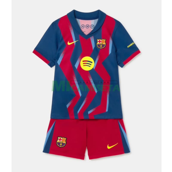 Camiseta Barcelona Cuarta Equipación 2025/2026 Azul/Rojo Niño Kit