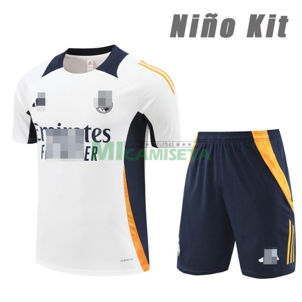 Camiseta de Entrenamiento Real Madrid 2024/2025 Niño Kit Blanco/Naranja/Azul Marino