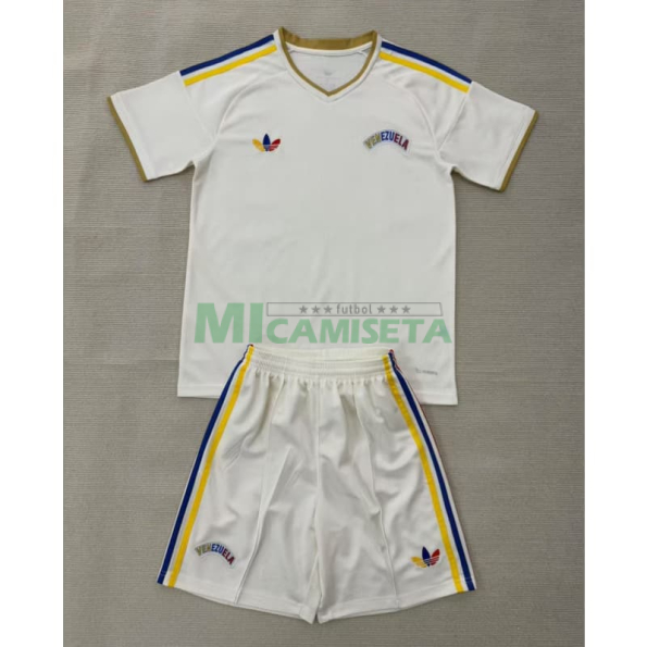 Camiseta Venezuela Segunda Equipación Mundial 2026 Blanco Niño Kit