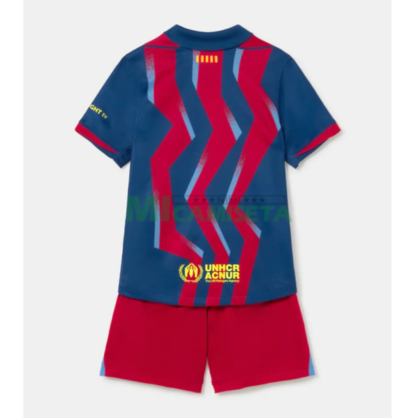 Camiseta Barcelona Cuarta Equipación 2025/2026 Azul/Rojo Niño Kit