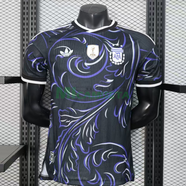 Camiseta Argentina Segunda Equipación Mundial 2026 Negro/Morado con FIFA2022 (EDICIÓN JUGADOR)