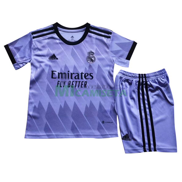 Camiseta Real Madrid Segunda Equipación 2022/2023 Niño Kit