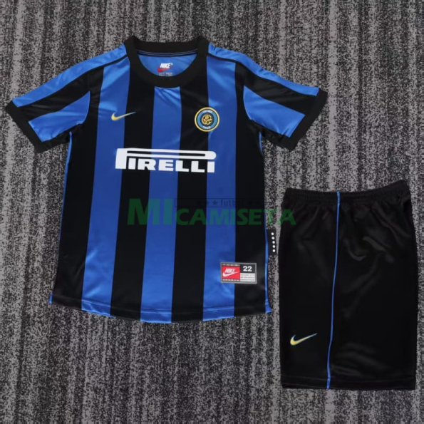 Camiseta Inter de Milan Primera Equipación Retro 1999/00 Azul/Negro Niño Kit