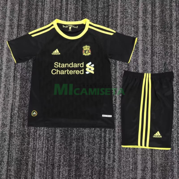 Camiseta Liverpool Tercera Equipación Retro 2010/11 Negro Niño Kit