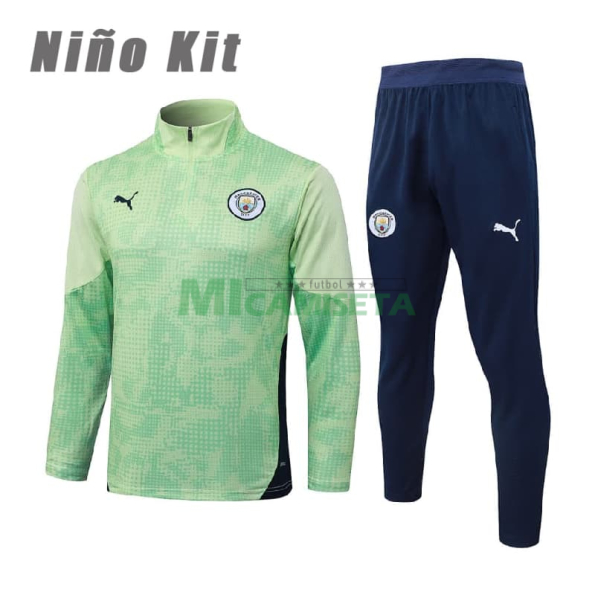 Sudadera De Entrenamiento Manchester City 2025/2026 Niño Kit Verde Claro con Estampado
