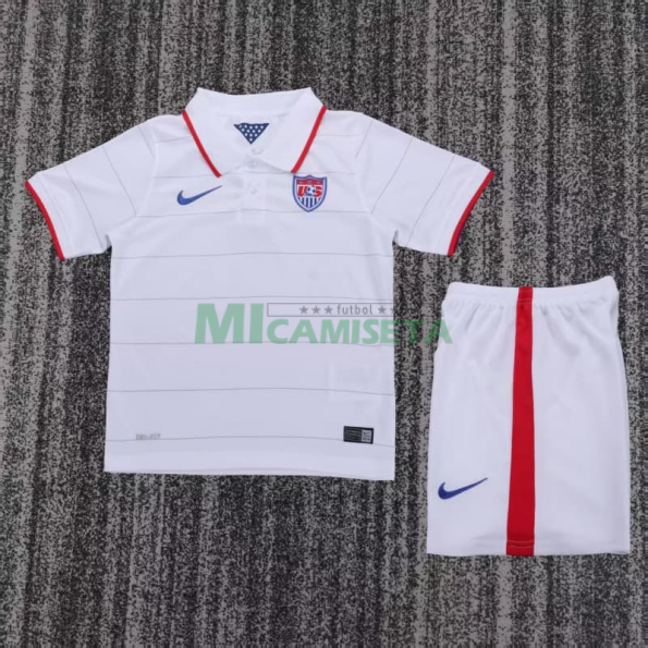 Camiseta EE.UU. Primera Equipación Retro 2014 Blanco Niño Kit
