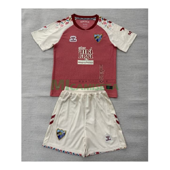 Camiseta Málaga CF Segunda Equipación 2026/2027 Rosa Niño Kit con Parche La Liga