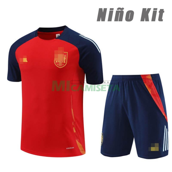 Camiseta de Entrenamiento España Rojo/Azul Marino 2024 Niño Kit