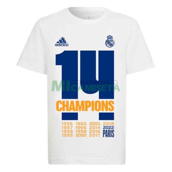 Camiseta Real Madrid UEFA Campeones 14 Blanca 2022