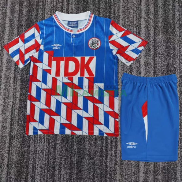 Camiseta Ajax Segunda Equipación Retro 1989/90 Azul/Rojo Niño Kit