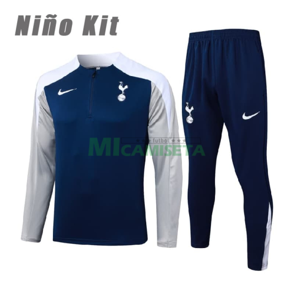 Sudadera De Entrenamiento Tottenham Hotspur 2025/2026 Niño Kit Azul Marino/Gris