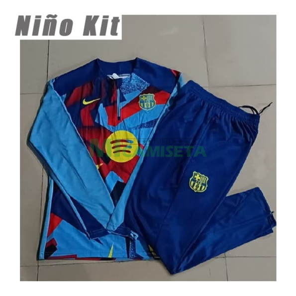 Sudadera De Entrenamiento Barcelona 2025/2026 Niño Kit Azul/Amarillo/Rojo con Estampado