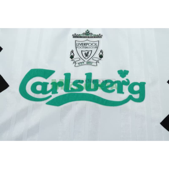 Camiseta Liverpool Segunda Equipación Retro 1993/95 Blanco/Verde Niño Kit