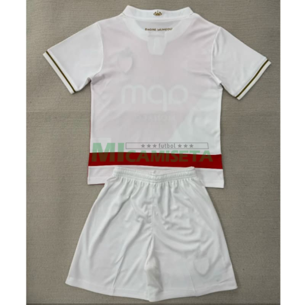 Camiseta Monaco Primera Equipación 2025/2026 Rojo/Blanco Niño Kit