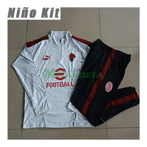 Sudadera De Entrenamiento AC Milan 2025/2026 Niño Kit Blanco/Rojo