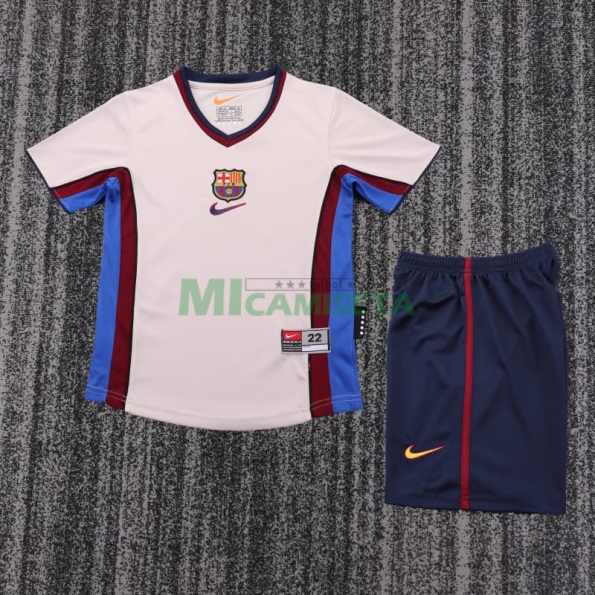 Camiseta Barcelona Segunda Equipación Retro 1998/99 Beige Niño Kit