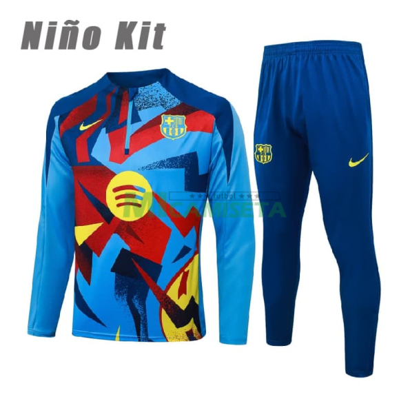 Sudadera De Entrenamiento Barcelona 2025/2026 Niño Kit Azul/Amarillo/Rojo con Estampado
