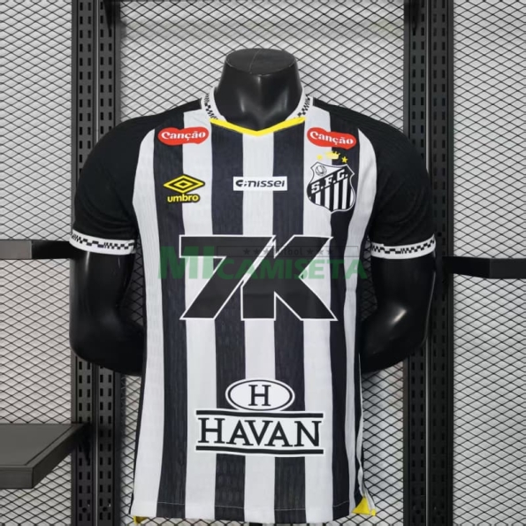 Camiseta Santos FC Segunda Equipación 2025/2026 Negro/Blanco con Publicitario (EDICIÓN JUGADOR)