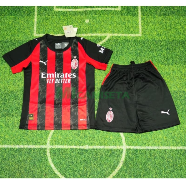 Camiseta AC Milan Primera Equipación 2025/2026 Rojo/Negro Niño Kit